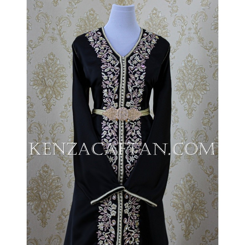 Caftan Noir Doré / 100% Authentique Sur Mesure By KENZA